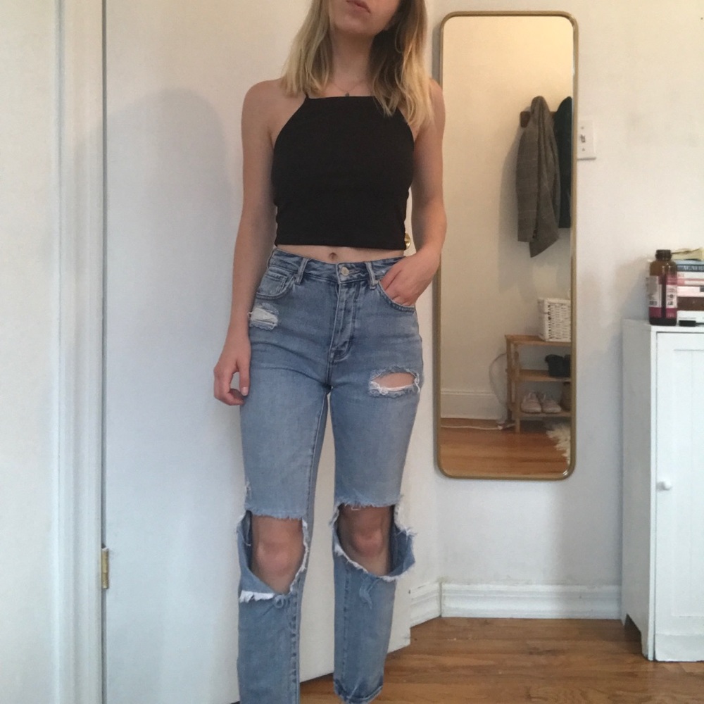 PACSUN HIGH WAISTED RIPPED JEANS